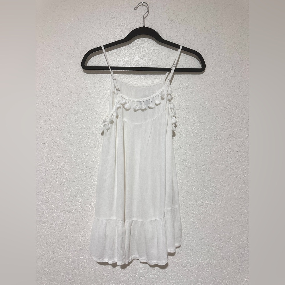 New!POL White Tassel Flowy Tank Top Size Sm Cotton Rayon Blend Boho Style - Picture 5 of 6